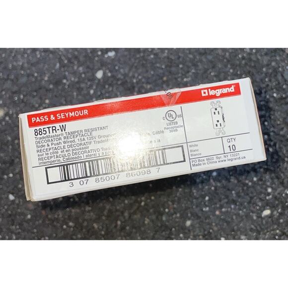 Pass & Seymour 885TRW White 15A Tamper Resistant Decorator Receptacles 10-Pack - Picture 3 of 5